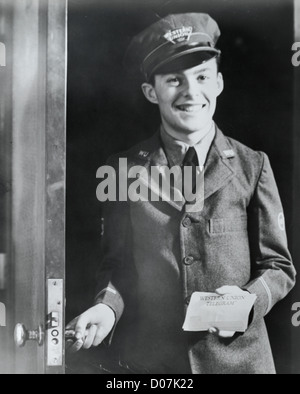 Vintage Porträt des Mannes in Uniform von Western Union Stockfoto