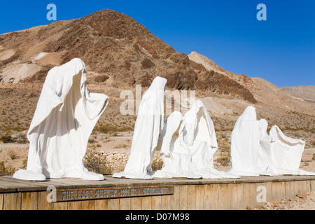 Das letzte Abendmahl-Skulptur in Geisterstadt Rhyolite, Beatty, Nevada, USA, Nordamerika Stockfoto