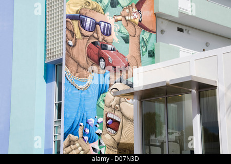 Wandbild auf der Collins Avenue, South Beach, Miami Beach City, Florida, USA Stockfoto