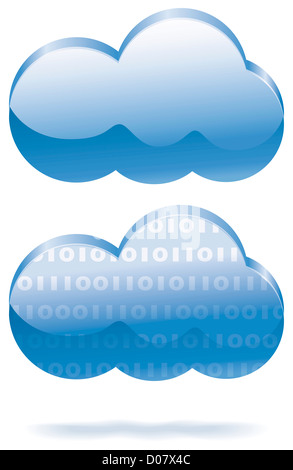 Internet computing Cloud Symbole einer mit Einsen und Nullen. Stockfoto