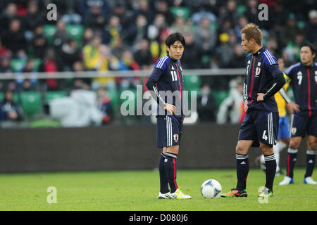 Shinji Kagawa (JPN), 16. Oktober 2012 - Fußball / Fußball: Shinji Kagawa und Keisuke Honda Japan während das internationale Freundschaftsspiel zwischen Japan - Brasilien am Stadion Wroclaw, Breslau, Polen.  (Foto: AFLO) [2268] Stockfoto