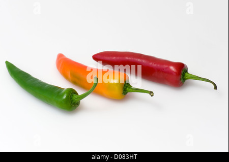 Drei Chili Farbe Bühne Stockfoto