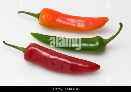 Drei bunte Paprika Stockfoto