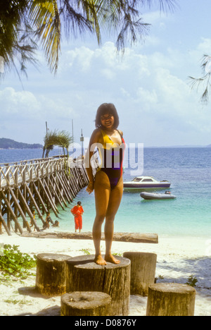 RAWA-Insel, Palmen gesäumten Stränden, weißem Sand, Tauchen, Schnorcheln, relaxen Ostküste Malaysia, South China Sea Stockfoto