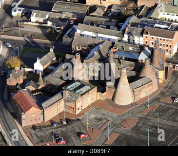 Luftaufnahme des Gladstone Pottery Museum in Longton, Stoke in Trent Stockfoto