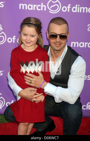 Joey Lawrence und seine Tochter hielt 5. jährliche März der Groschen Feier des Babys Mittagessen im vier Jahreszeiten Hotel Los Stockfoto