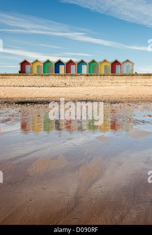 Strandhütten an Blyth in Northumberland Stockfoto