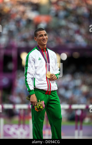 Taoufik Makhloufi (ALG) gold Medalist in 1500 m der Männer bei den Olympischen Sommerspielen 2012 in London Stockfoto