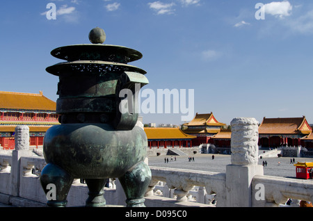 China, Peking, Verbotene Stadt (aka zijin Cheng). Emperors Palace aus der Ming und Qing Dynastien. Schlosshof. Stockfoto