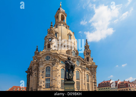 Martin Luther-Statue vor der Frauenkirche in Dresden, Deutschland Stockfoto