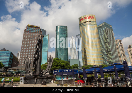 Blick auf die Skyline von Lujiazui in Pudong-Area von Shanghai, China Stockfoto