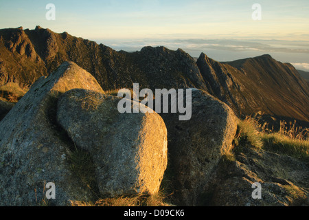 Caisteal Abhail von Cir Mhor im Morgengrauen auf der Isle of Arran, Ayrshire Stockfoto