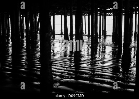 Zeigen Sie unter Santa Monica Pier, Kalifornien, USA an Stockfoto