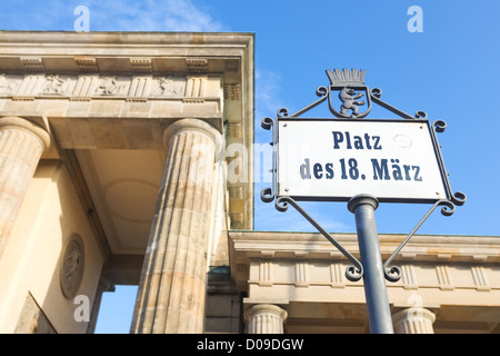 Platz des 18. Marz am Brandenburger Tor in Berlin, Deutschland Stockfoto