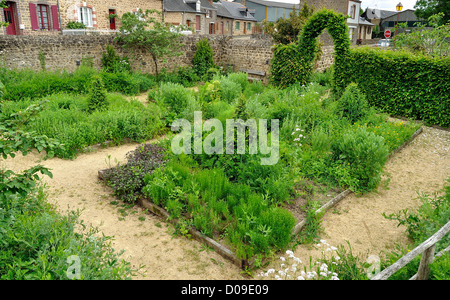 Mittelalterlicher Garten "(Le Jardin des Simples: Arznei-und Gewürzpflanzen), in Lassay-Les Châteaux (Frankreich). Stockfoto