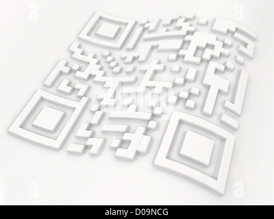 Dreidimensionale weißen Strichcode. Zusammenfassung Hintergrund. 3D Stockfoto