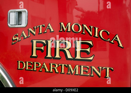 DETAIL DER EIN FEUERWEHRAUTO IN SANTA MONICA FIREHOUSE LOS ANGELES KALIFORNIEN VEREINIGTE STAATEN VEREINIGTE STAATEN Stockfoto