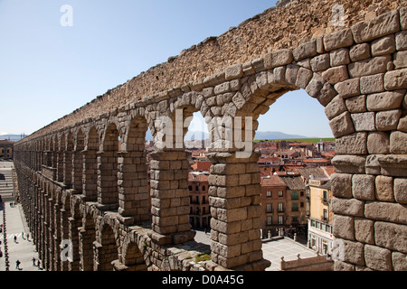 Römischer Aquädukt von Segovia Castilla Leon Spanien Äquadukt Romano de Segovia Castilla Leon España Stockfoto