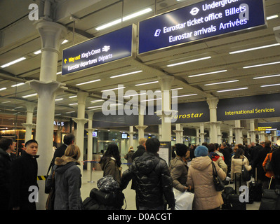 Eurostar Dienstleistungen annulliert. Eurostar abgesagt wegen schlechten Wetters im Vereinigten Königreich alle Leistungen von Kings Cross Stockfoto