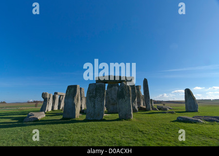 Stonehenge, antike Welterbe-Aufstellungsort. Erbaut ca. 3100-1600, in Wiltshire, England. Stockfoto