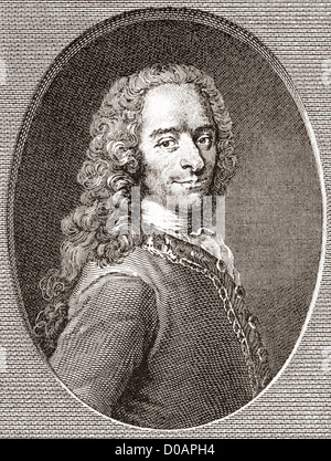 François-Marie Arouet, 1694-1778, bekannt durch seine Nom De Plume Voltaire. Französischer Schriftsteller, Historiker und Philosoph Erleuchtung. Stockfoto