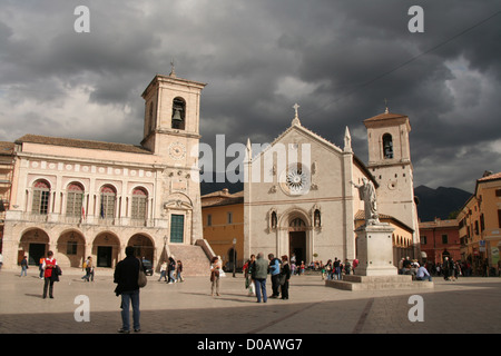 Piazza San Benedetto, Norcia, Umbrien Italien Stockfoto