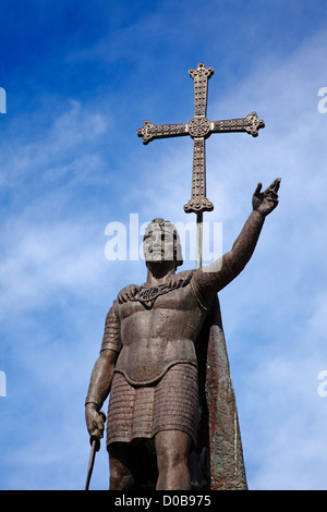 Statue von Don Pelayo Santuario de Covadonga-Asturien-Spanien Stockfoto