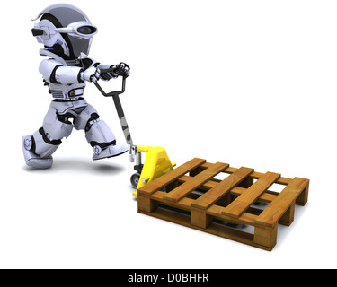 3D Render-Roboters mit Versand-Boxen Stockfoto