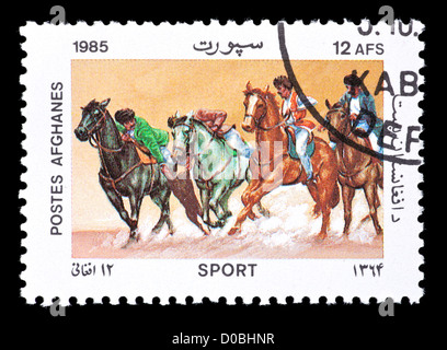 Briefmarke aus Afghanistan Reiter Darstellung. Stockfoto