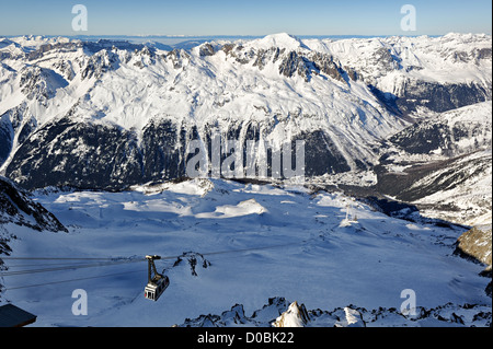 Ansicht der Aiguilles Rouges, Französische Alpen. Stockfoto