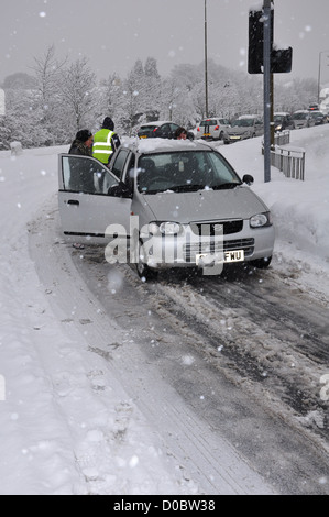 Unwetter bringen das Stadtzentrum zu einem Stillstand Sw Szenen in Livingston West Lothian West Lothian Schottland Stockfoto