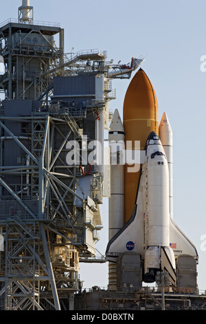 CAPE CANAVERAL Florida - nach dem Rollback rotierenden Servicestruktur oder RSS auf der Startrampe 39A NASA Kennedy Space Center in Florida Stockfoto