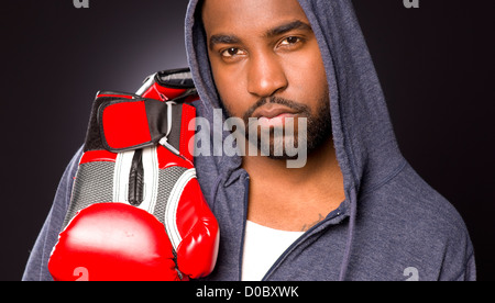 Ein afrikanischer amerikanischer Mann im Sport beteiligt Stockfoto