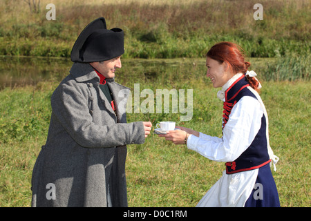 Napoleon Bonaparte posieren für ein Porträt in Borodino, Russland Stockfoto