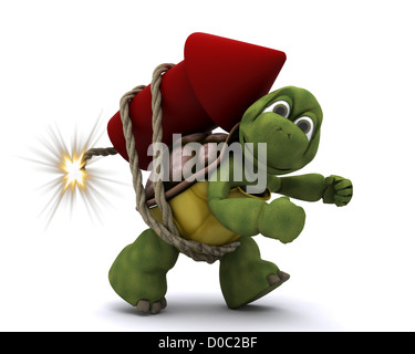 3D Render Schildkröte Beleuchtung ein Feuerwerk Stockfoto