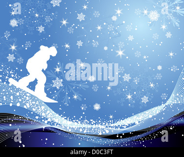 Sport-Hintergrund mit Snowboard Sportler. EPS 10 Vektor-Illustration mit Transparenz und Mesh. Stockfoto