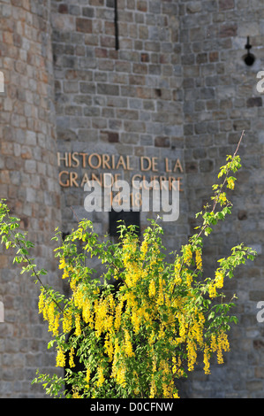 EINGANG HISTORIAL KRIEGZEIT RENOMMIERTEN MUSEUM ERSTE WELTKRIEG NEBEN MITTELALTERLICHEN CHATEAU PERONNE SOMME (80) FRANKREICH Stockfoto