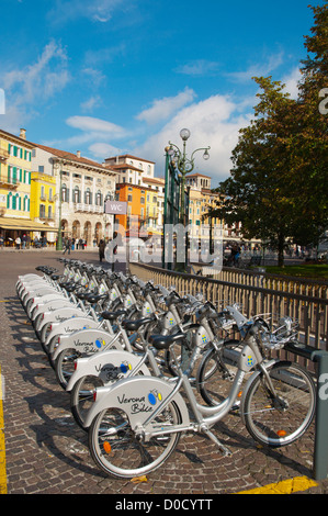 Verona Fahrrad Radsport Schema Fahrradständer Piazza Bra quadratischen zentralen Verona Stadt Veneto Region Nord Italien Europa Stockfoto