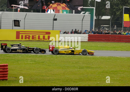 GP2-Unterstützung Rennen für Formel 1 Silverstone British Grand Prix. Felipe Nasr (4 PKW), Dämme; Esteban Gutiérrez (Auto 10), Lotus GP Stockfoto