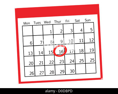 Eine Nahaufnahme od Contempory Kalender Stockfoto