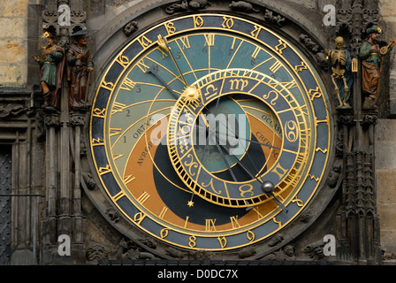 Prag, Tschechische Republik. Astronomische Uhr / Vierkant Orloj, Rathaus, Altstadt Stockfoto