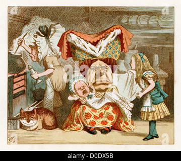 Das Schwein Baby von Lewis Carroll Geschichte Alice im Wunderland, Illustration von Sir John Tenniel, 1871 Stockfoto