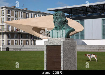 BÜSTE EXPLORER NICOLAS BAUDIN IN FRONT ANDRE MALRAUX MUSEUM MODERNER KUNST IN DER NÄHE VON HAFENMEISTER BÜRO LE HAVRE SEINE-MARITIME (76) Stockfoto