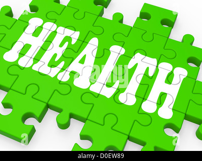 Gesundheit-Puzzle zeigt, medizinische Versorgung und gesundes Leben Stockfoto