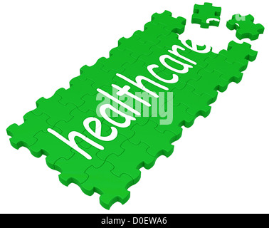 Health Care Puzzle zeigt, medizinische Versorgung und gesundes Leben Stockfoto