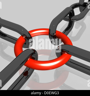 Rote Kette Link zeigt Stärke Sicherheit Stockfoto