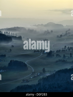 Blick vom Mount Chasseral (Jura-Gebirge) über dem Nebel bedeckt Mittelland und Kanton Bern auf die Schweizer Alpen. Stockfoto