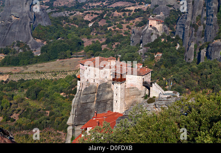 Meteora Klöster und Peaks bei Kalambaka von Griechenland in der Nähe von Stadt Trikala in Zentralgriechenland Stockfoto