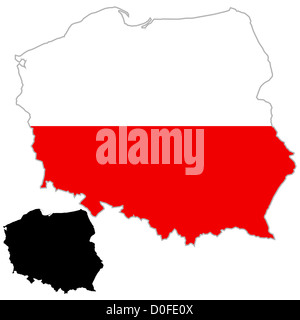 Polen Karte Flagge auf einem weißen Hintergrund. Vektor-Illustrator. Stockfoto