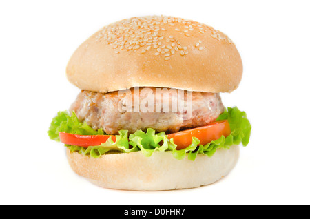 Großen Hamburger auf weißem Hintergrund Stockfoto